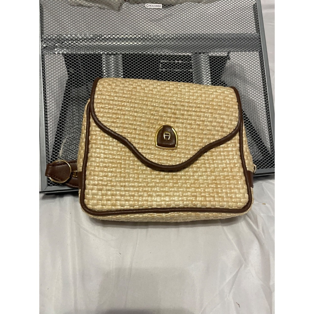 Etienne Aigner Handbag Women's Beige Woven Straw‎ Shoulder Strap Bag